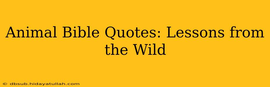 Animal Bible Quotes: Lessons from the Wild