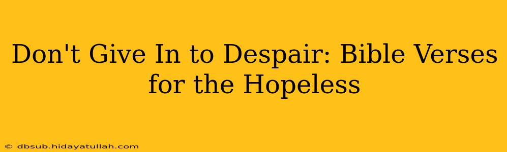 Don't Give In to Despair: Bible Verses for the Hopeless