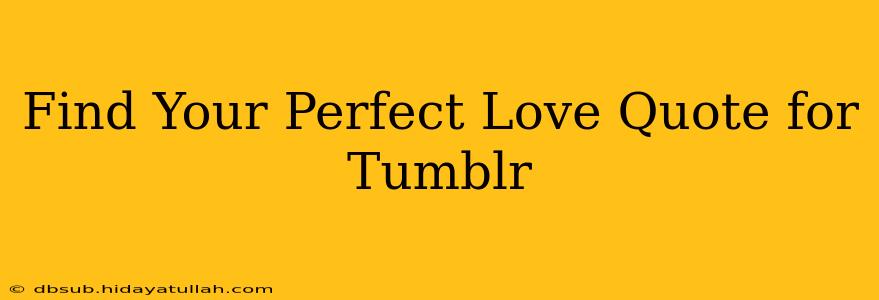Find Your Perfect Love Quote for Tumblr