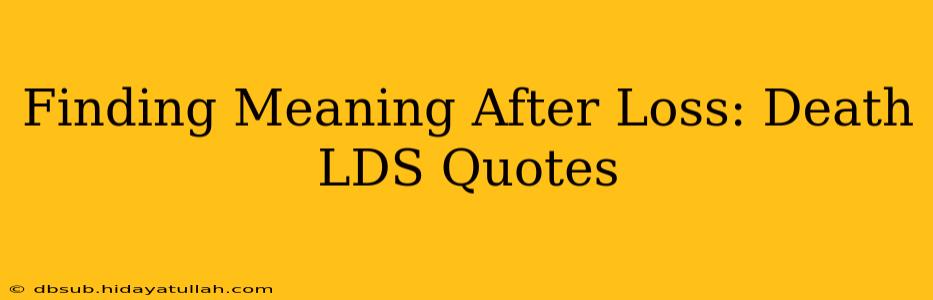 Finding Meaning After Loss: Death LDS Quotes