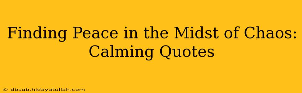 Finding Peace in the Midst of Chaos: Calming Quotes