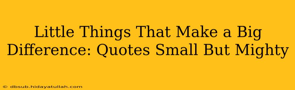 Little Things That Make a Big Difference: Quotes Small But Mighty