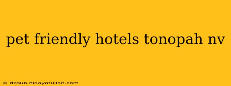 pet friendly hotels tonopah nv