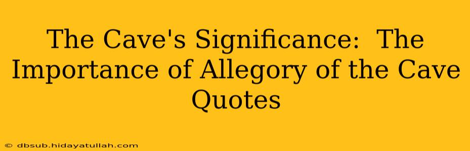 The Cave's Significance:  The Importance of Allegory of the Cave Quotes