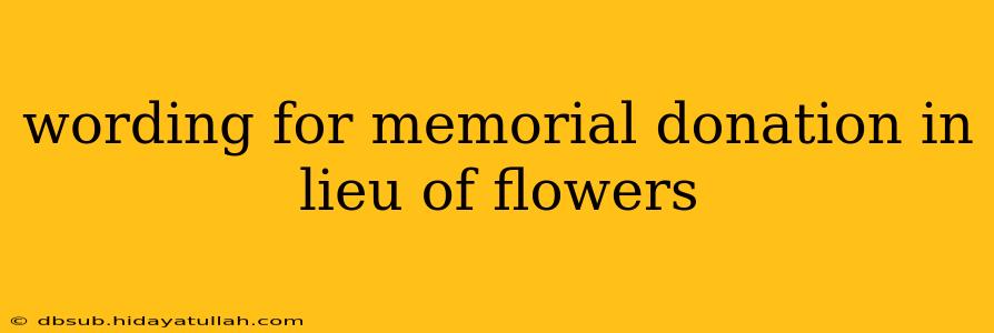wording for memorial donation in lieu of flowers